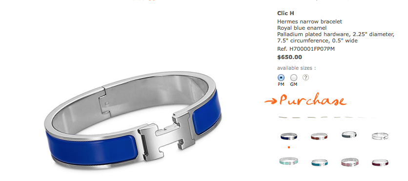 COVET Hermes Enamel Clic H Bracelet in Royal Blue BOYBEADS New York